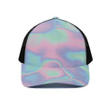Holographic Waves Print Black Mesh Trucker Hat