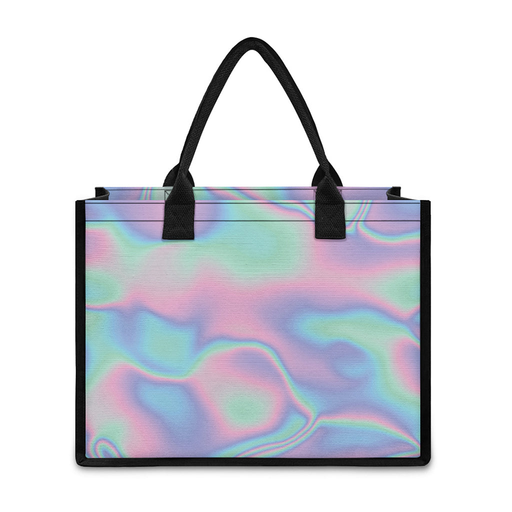 Holographic Waves Print Canvas Tote Bag