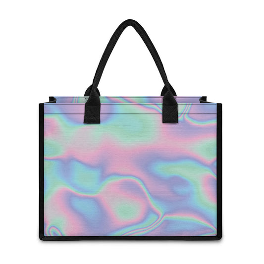 Holographic Waves Print Canvas Tote Bag