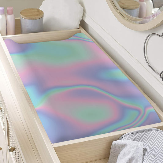 Holographic Waves Print Changing Pad Cover