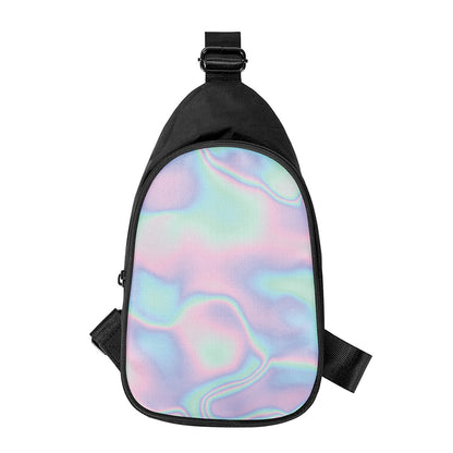 Holographic Waves Print Chest Bag