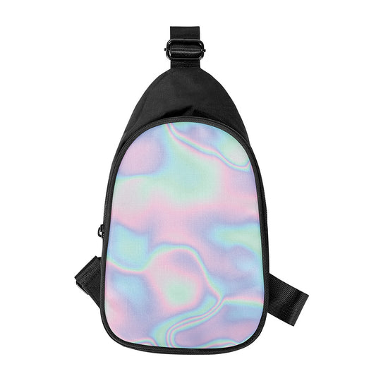 Holographic Waves Print Chest Bag
