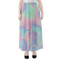 Holographic Waves Print Chiffon Maxi Skirt