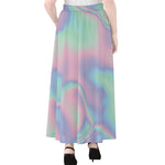 Holographic Waves Print Chiffon Maxi Skirt