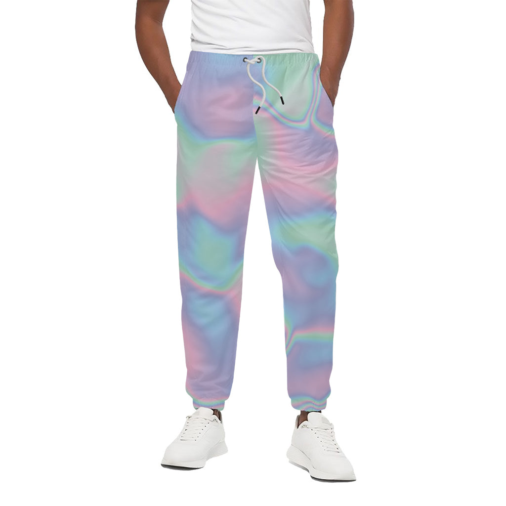 Holographic Waves Print Cotton Pants