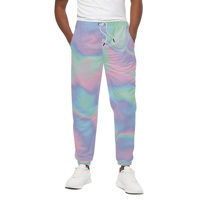 Holographic Waves Print Cotton Pants