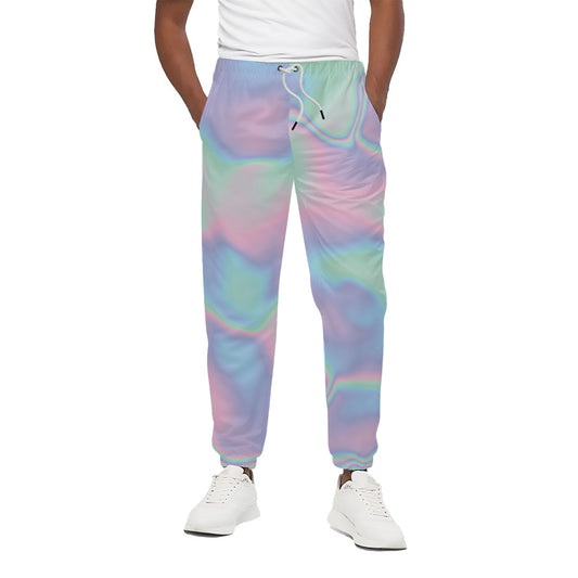 Holographic Waves Print Cotton Pants