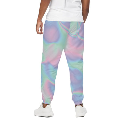 Holographic Waves Print Cotton Pants