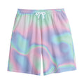 Holographic Waves Print Cotton Shorts