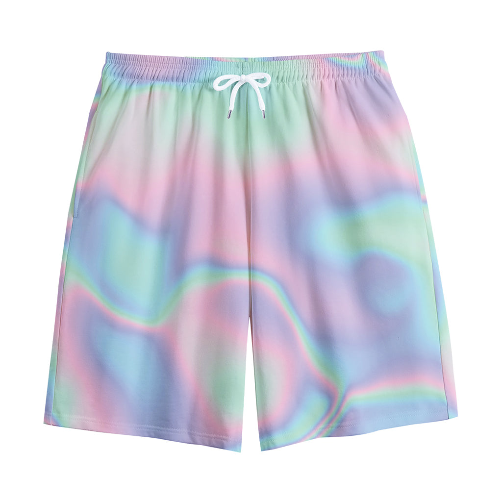 Holographic Waves Print Cotton Shorts