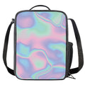Holographic Waves Print Crossbody Lunch Bag