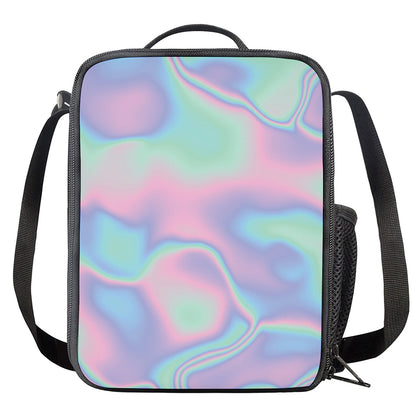 Holographic Waves Print Crossbody Lunch Bag
