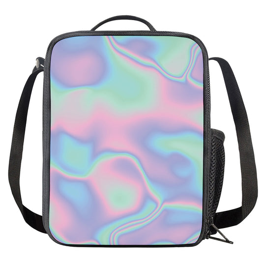 Holographic Waves Print Crossbody Lunch Bag