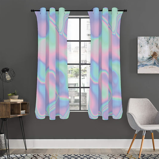 Holographic Waves Print Curtain
