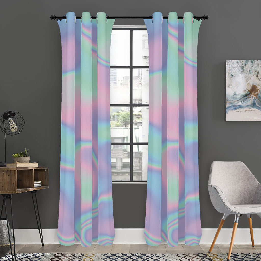 Holographic Waves Print Curtain