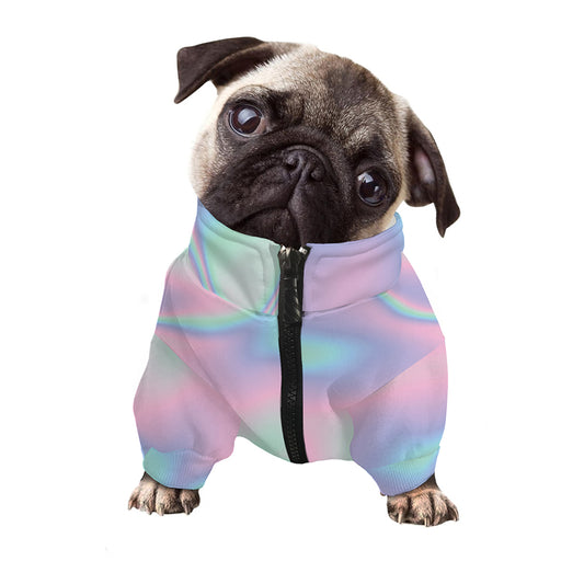 Holographic Waves Print Dog Zip Up Jacket