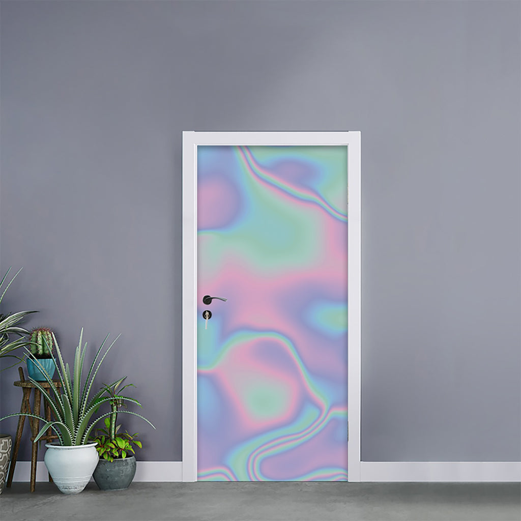 Holographic Waves Print Door Sticker