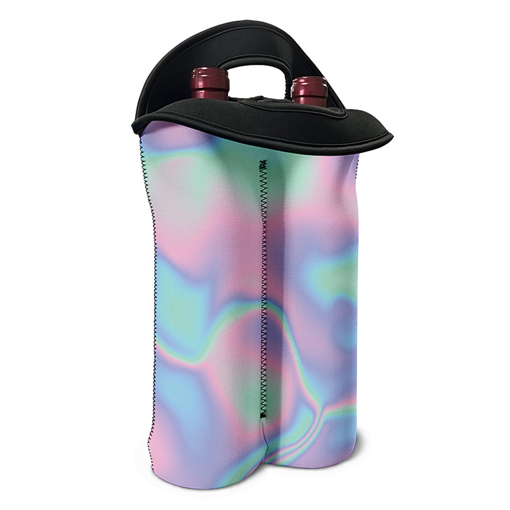 Holographic Waves Print Double Neoprene Wine Tote