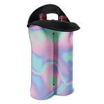 Holographic Waves Print Double Neoprene Wine Tote
