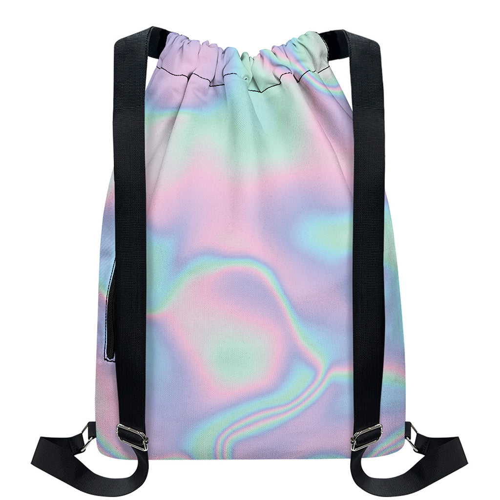Holographic Waves Print Drawstring Backpack