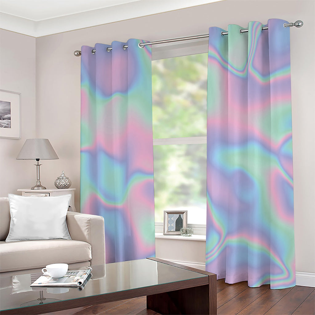 Holographic Waves Print Extra Wide Grommet Curtains