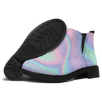 Holographic Waves Print Flat Ankle Boots