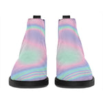 Holographic Waves Print Flat Ankle Boots