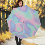Holographic Waves Print Foldable Umbrella