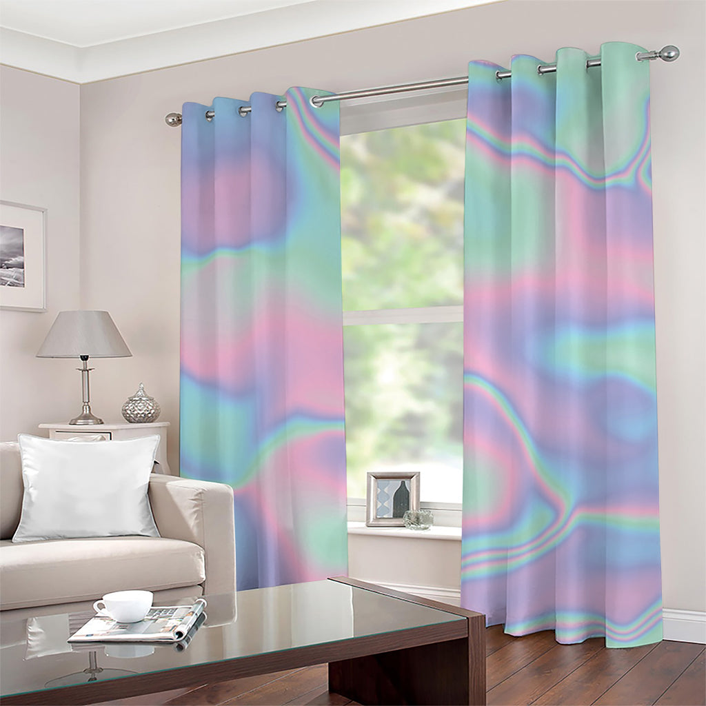 Holographic Waves Print Grommet Curtains