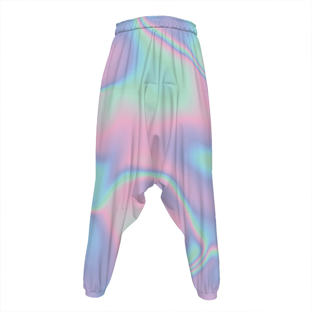 Holographic Waves Print Hammer Pants