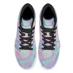 Holographic Waves Print High Top Leather Sneakers