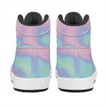 Holographic Waves Print High Top Leather Sneakers