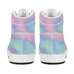 Holographic Waves Print High Top Leather Sneakers