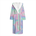 Holographic Waves Print Hooded Bathrobe