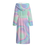Holographic Waves Print Hooded Bathrobe