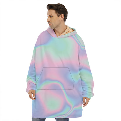 Holographic Waves Print Hoodie Blanket