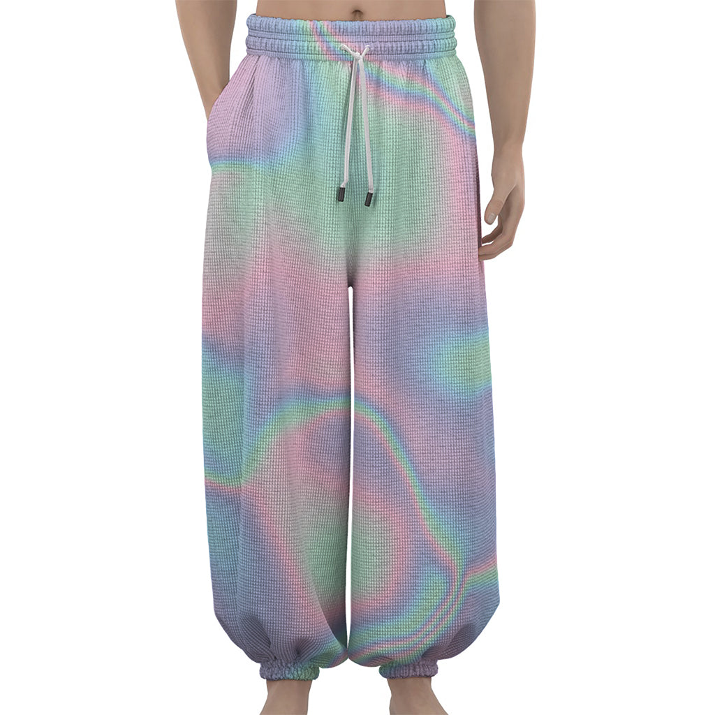 Holographic Waves Print Lantern Pants