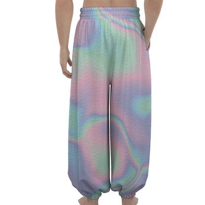 Holographic Waves Print Lantern Pants