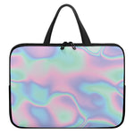 Holographic Waves Print Laptop Sleeve With Handle