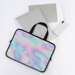 Holographic Waves Print Laptop Sleeve With Handle