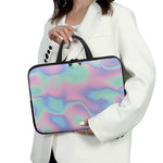 Holographic Waves Print Laptop Sleeve With Handle