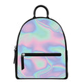 Holographic Waves Print Leather Backpack