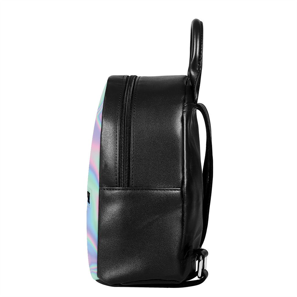 Holographic Waves Print Leather Backpack