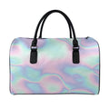 Holographic Waves Print Leather Duffel Bag
