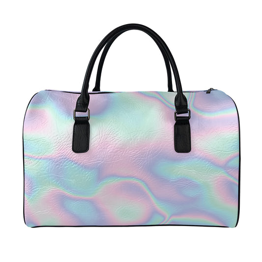 Holographic Waves Print Leather Duffle Bag