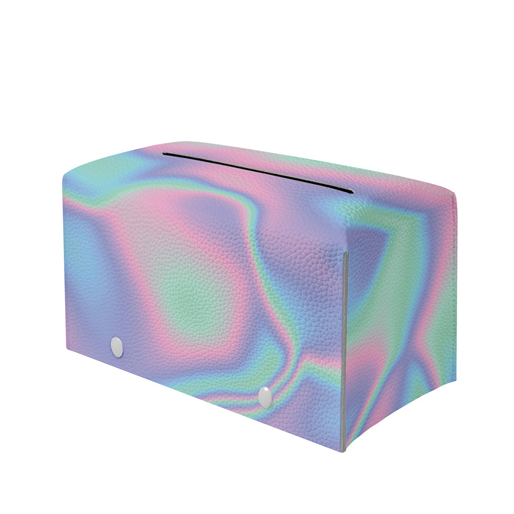 Holographic Waves Print Leather Tissue Box Cover