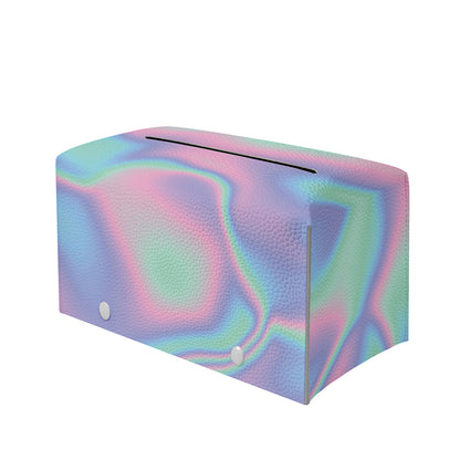 Holographic Waves Print Leather Tissue Box Cover