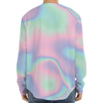 Holographic Waves Print Long Sleeve Baseball Jersey