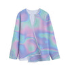 Holographic Waves Print Long Sleeve Short Coat