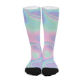 Holographic Waves Print Long Socks